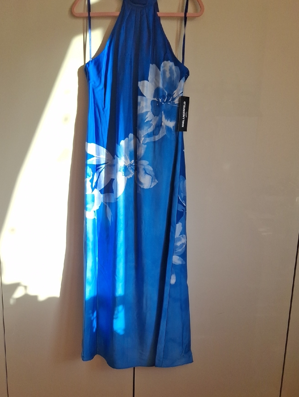 Karl Lagerfeld Blue Halter Floral Maxi Dress